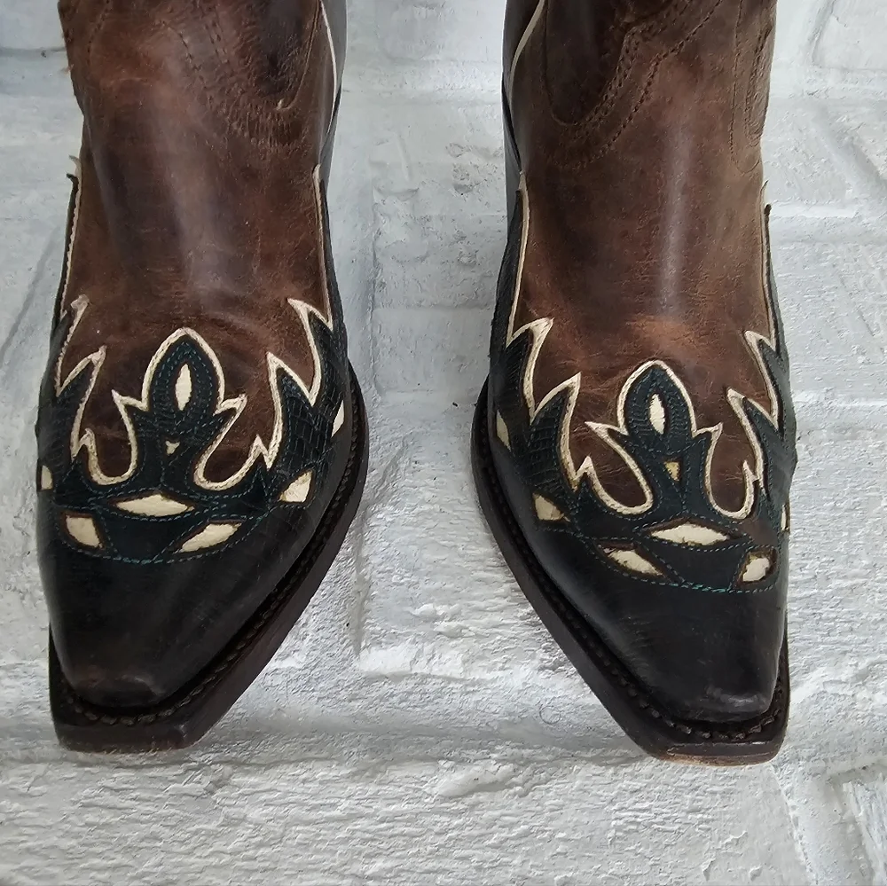 Ariat Brown Leather Western Cowboy Boots Womens Size 6 1/2 - Picture 5 of 6